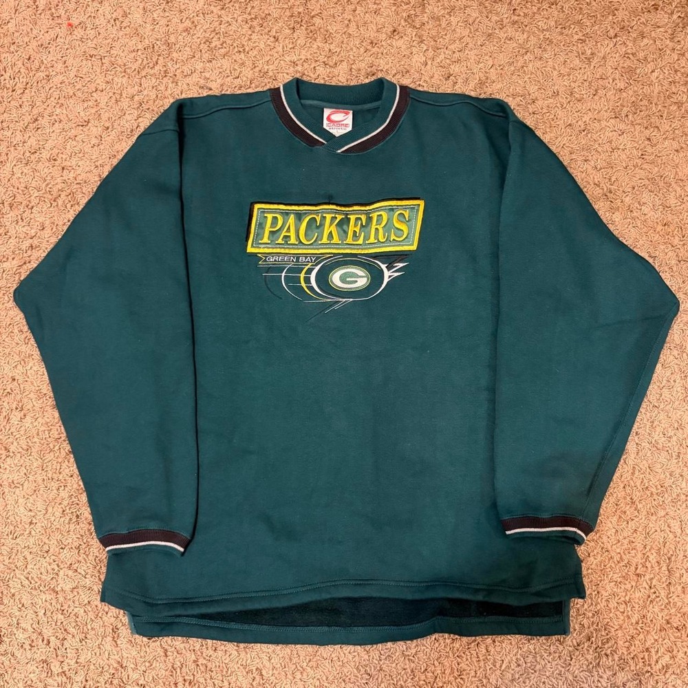 Vintage Cadre Athletic Green Bay Packers Fleece Sweatshirt Crewneck Green Large